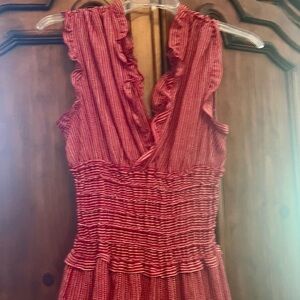 Red Sleeveless Ruffled Romper